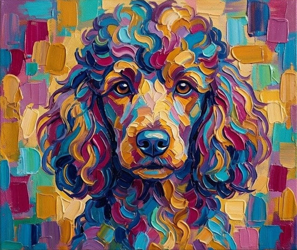 Colorful Abstract Pet Portrait Painting, Poodle Dog Portrait, Hand Painted Canvas Art, Impasto Artwork, Small Art on Canvas, Original Acrylic Paintings, Heavy Texture Painting-artworkcanvas