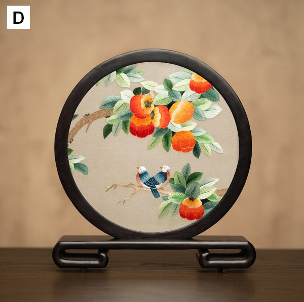 Flower and Bird Embroidered Decor, Unique Birthday Gift, Exclusive Business Present, Traditional Chinese Suzhou Embroidery Ornament, Premium Souvenir-artworkcanvas