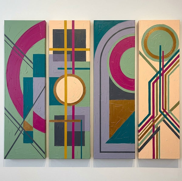 Hand Painted Canvas Art, Modern Contemporary Paintings, Multi Panel Wall Art Paintings, Geometric Abstract Artwork-artworkcanvas