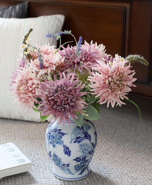 Porcelain Flower Vases, Centerpiece Ceramic Bouquet Vases, Handmade Flower Vase, Vintage Flower Vases on Dining Table-artworkcanvas