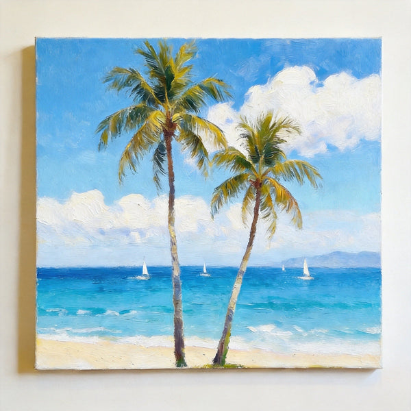 Impressions of a Sunny Seaside Day, Hand Painted Canvas Art, Original Seascape Paintings, Original Oil Paintings, Buy Small Artwork Online, Small Canvas Wall Art Paintings-artworkcanvas