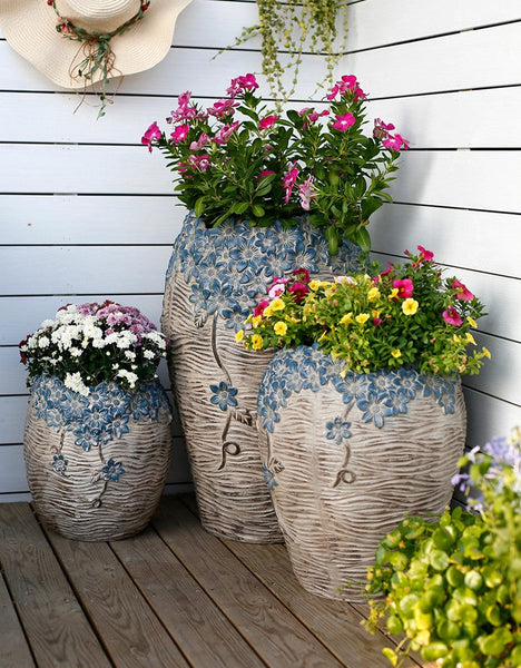 Extra Large Garden Flower Planters, Oversized Garden Flower Pot, Garden Ornaments, Large Resin Gardern Flower Planter, Modern Outdoor Garden Flower Pots-artworkcanvas