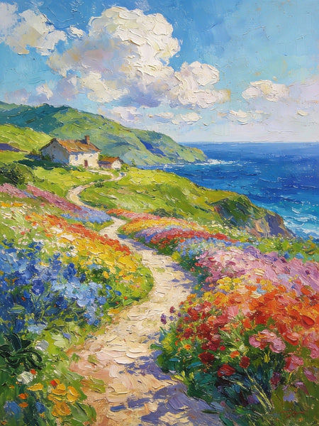 Serene Floral Path, A Luminous Landscape, Original Artwork Small Paintings, Hand Painted Canvas Art, Heavy Texture Wall Art Paintings, On Canvas Small Paintings-artworkcanvas
