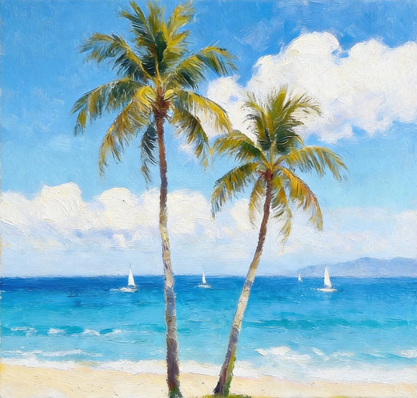 Impressions of a Sunny Seaside Day, Hand Painted Canvas Art, Original Seascape Paintings, Original Oil Paintings, Buy Small Artwork Online, Small Canvas Wall Art Paintings-artworkcanvas