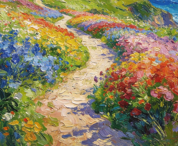 Serene Floral Path, A Luminous Landscape, Original Artwork Small Paintings, Hand Painted Canvas Art, Heavy Texture Wall Art Paintings, On Canvas Small Paintings-artworkcanvas