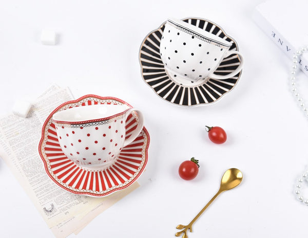 Elegant Modern Ceramic Coffee Cups, Creative Porcelain Tea Cup Saucer Set, Unique Porcelain Cup and Saucer, Afternoon British Tea Cups-artworkcanvas