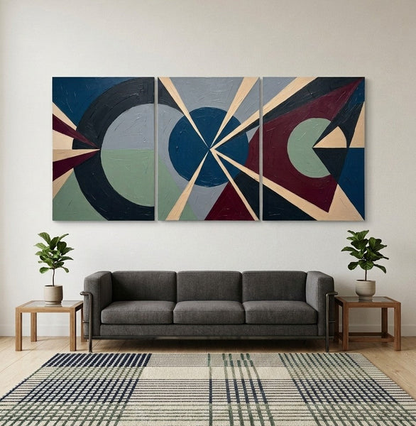 Original Abstract Art, Large Group Paintings for Living Room, Multi Panel Canvas Artwork, Geometric Modern Paintings-artworkcanvas