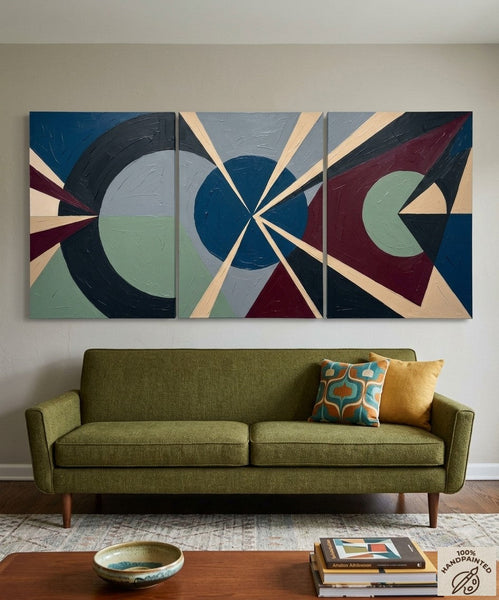 Original Abstract Art, Large Group Paintings for Living Room, Multi Panel Canvas Artwork, Geometric Modern Paintings-artworkcanvas