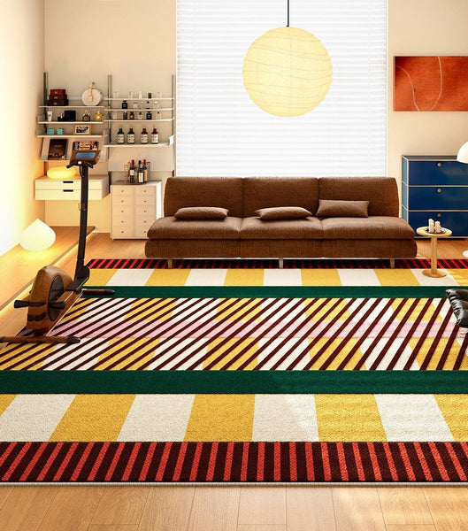 Contemporary Modern Rugs for Bedroom, Colorful Abstract Modern Area Rugs for Dining Room, Large Geometric Rugs for Living Room