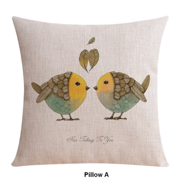Throw Pillows for Couch, Simple Decorative Pillow Covers, Decorative Sofa Pillows for Children's Room, Love Birds Decorative Throw Pillows-artworkcanvas