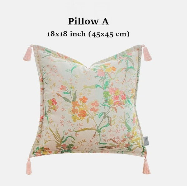 Decorative Pillows for Bed, Living Room Decorative Pillows, Modern Decorative Cushions, Decorative Pillow Arrangement Ideas for Interior Design, Embroidered Floral Bird Pattern Pillow Covers-artworkcanvas