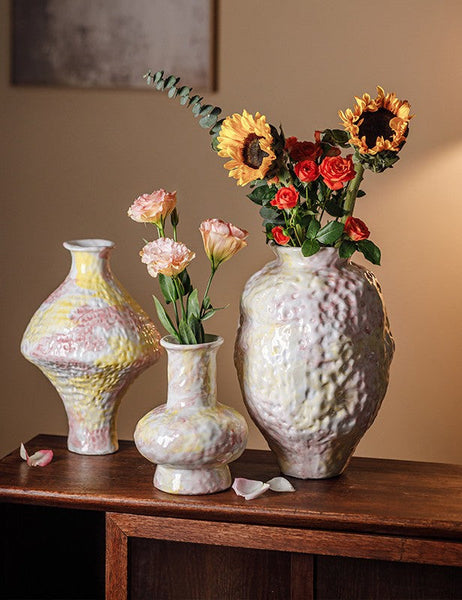 Handmade Water Holding Flower Vases, Modern Bouquet Flower Vases, Centerpiece on Dining Table, Large Flower Vase on Table, Pottery Flower Vases-artworkcanvas