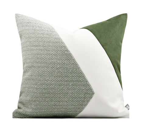 Green White Modern Pillows for Couch, Abstract Decorative Throw Pillows for Living Room, Large Modern Sofa Cushion, Decorative Pillow Covers-artworkcanvas