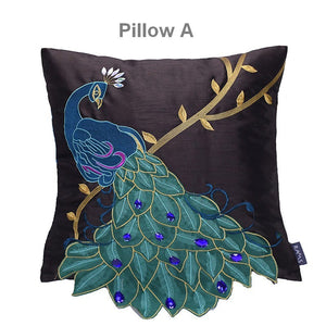 Decorative Pillows for Couch, Beautiful Decorative Throw Pillows, Embroider Peacock Cotton and linen Pillow Cover, Decorative Sofa Pillows-artworkcanvas