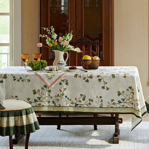 Extra Large Modern Rectangular Tablecloth for Dining Room Table, Ginkgo Leaves Table Covers, Square Tablecloth for Kitchen, Large Tablecloth for Round Table-artworkcanvas