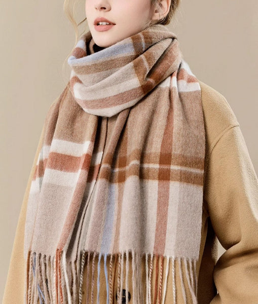 Checked Scarf Winter Wool Scarf, Soft Cashmere Scarf for Women, Elegant Wool Scarves, Warm Winter Scarf, Cold Weather Scarf, Holiday Scarf, Fashion Scarf, Christmas Gifts for Her-artworkcanvas