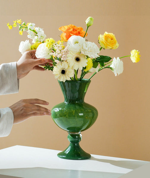 Unique Modern Glass Vase, Contemporary Vase for Modern Home Decor, Modern Glass Flower Vases, Handmade Liuli Vases, Centerpiece Vases on Table-artworkcanvas