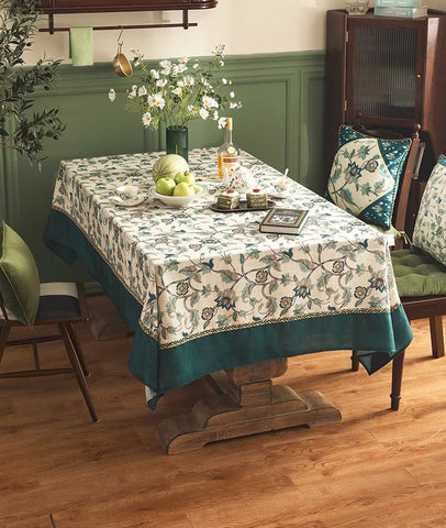 Extra Large Modern Rectangle Tablecloth Ideas for Dining Table, Flower Pattern Farmhouse Table Cloth, Outdoor Picnic Tablecloth, Rustic Square Tablecloth for Coffee Table-artworkcanvas