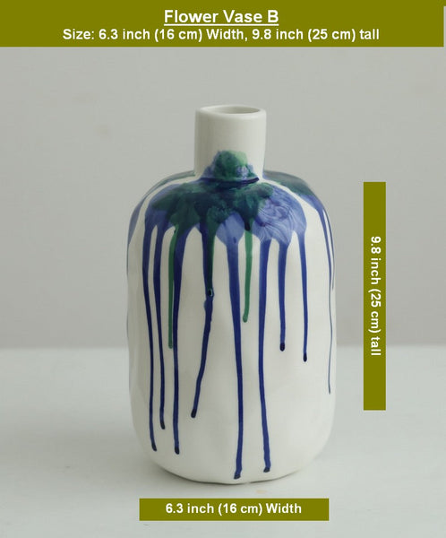 Handmade Water Holding Flower Vases, Modern Ceramic Flower Vases, Porcelain Bud Vases, Small Flower Vases on Table-artworkcanvas