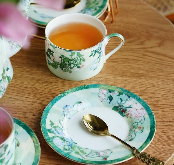 Luxury Tea Cup Set, Elegant Coffee Cup, Porcelain Tea Saucer, Ceramic Tea Cup Set, British Tea Cup Set-artworkcanvas