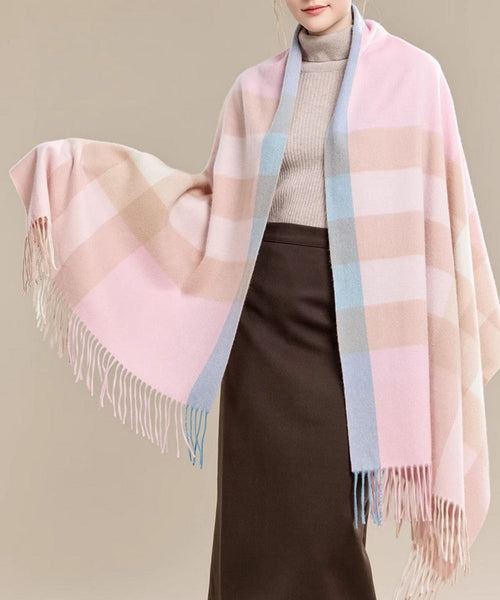 Large Wool Scarf, Soft Wool Scarf for Women, Checkered Fashion Scarf, Winter Shawl, Elegant Shawl, Warm Cape, Gifts for Her, Evening Wrap, Christmas Gift-artworkcanvas