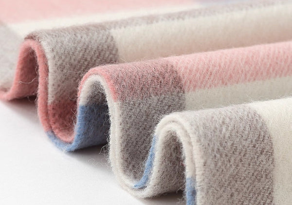 Large Wool Scarf, Soft Wool Scarf for Women, Checkered Fashion Scarf, Winter Shawl, Elegant Shawl, Warm Cape, Gifts for Her, Evening Wrap, Christmas Gift-artworkcanvas