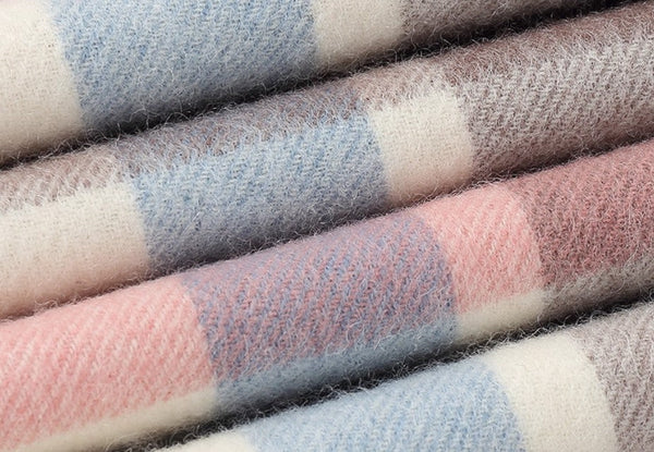 Large Wool Scarf, Soft Wool Scarf for Women, Checkered Fashion Scarf, Winter Shawl, Elegant Shawl, Warm Cape, Gifts for Her, Evening Wrap, Christmas Gift-artworkcanvas