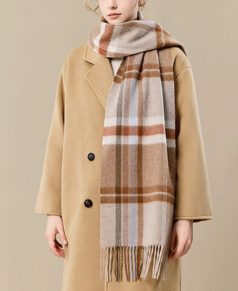 Checked Scarf Winter Wool Scarf, Soft Cashmere Scarf for Women, Elegant Wool Scarves, Warm Winter Scarf, Cold Weather Scarf, Holiday Scarf, Fashion Scarf, Christmas Gifts for Her-artworkcanvas