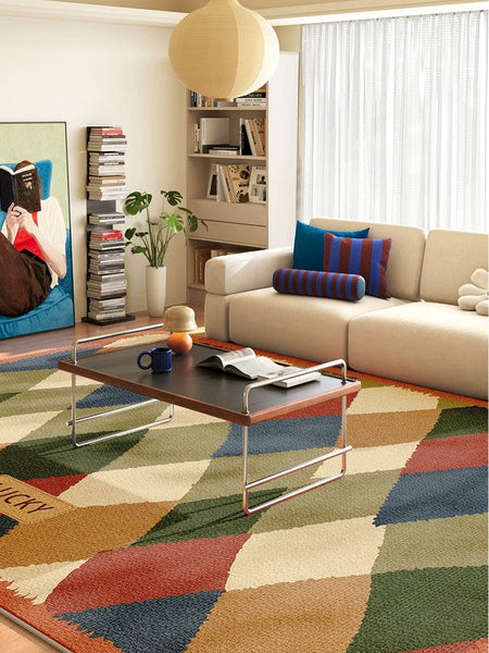 Abstract Contemporary Modern Rugs for Living Room, Modern Runner Rugs Next to Bed, Colorful Mid Century Rugs, Modern Rugs for Apartment