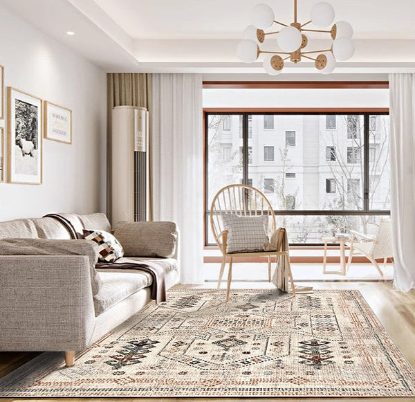 Modern Rugs for Living Room, Morocco Contemporary Rugs Next to Bed, Flower Pattern Contemporary Modern Rugs for Dining Room-artworkcanvas