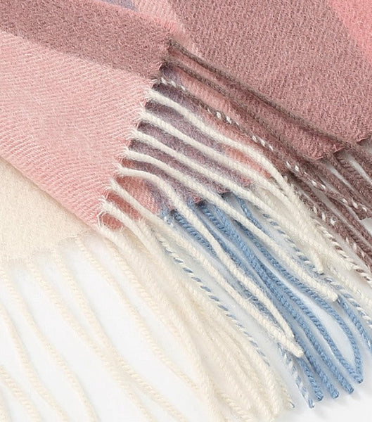 Large Wool Scarf, Soft Wool Scarf for Women, Checkered Fashion Scarf, Winter Shawl, Elegant Shawl, Warm Cape, Gifts for Her, Evening Wrap, Christmas Gift-artworkcanvas