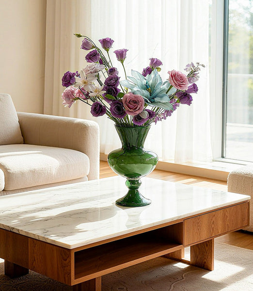 Unique Modern Glass Vase, Contemporary Vase for Modern Home Decor, Modern Glass Flower Vases, Handmade Liuli Vases, Centerpiece Vases on Table-artworkcanvas