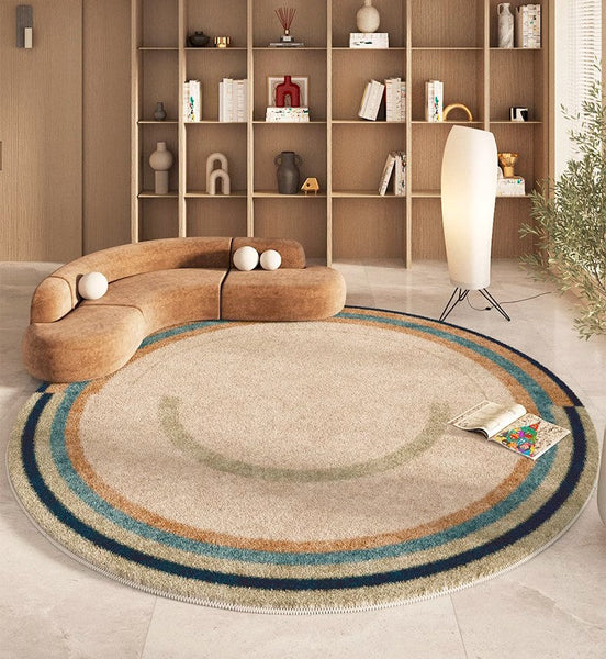 Modern Area Rugs under Coffee Table, Abstract Contemporary Round Rugs, Modern Rugs for Dining Room, Geometric Modern Rugs for Bedroom-artworkcanvas
