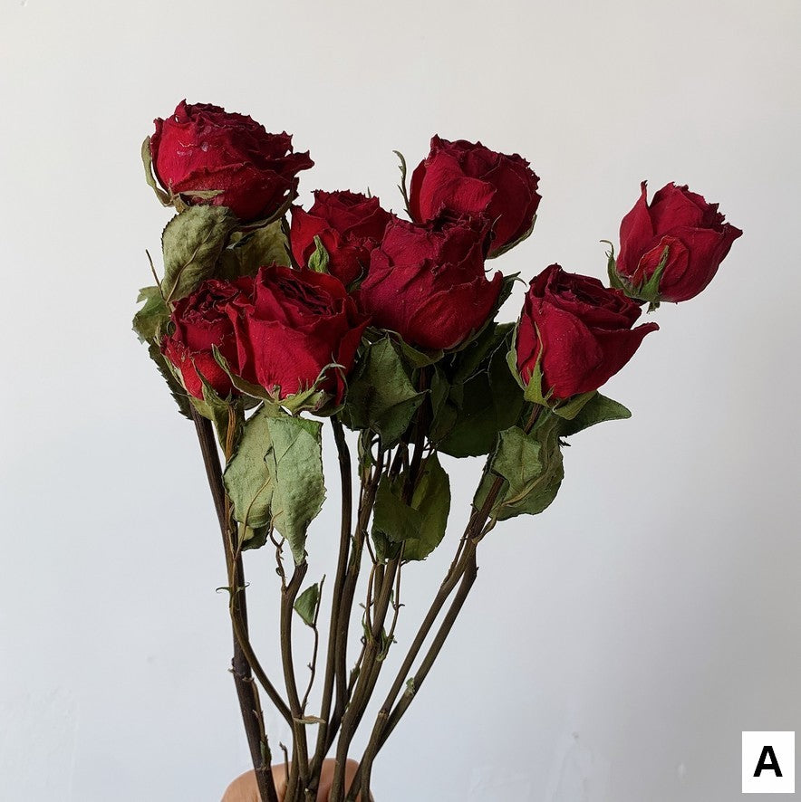 Rose Floral Bouquet, Dried Rose Flowers, Natural Dried Rose Flower Bunches, A Bunch Dried Rose Flowers, Red Yellow Purple Dried Rose Flowers-artworkcanvas