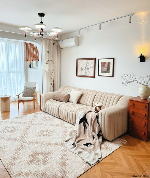 Contemporary Abstract Rugs under Dining Room Table, Modern Geometric Carpets for Bedroom, Modern Living Room Rug Placement Ideas-artworkcanvas