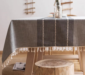Dining Room Table Large Rectangle Table Cover, Modern Rectangular Table Cloth for Oval Table, Cotton and Linen Tablecloth for Kitchen-artworkcanvas
