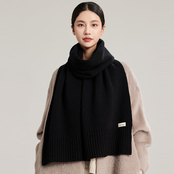 Soft Cashmere Scarf for Women, Casual Scarf for Women, Cold Weather Scarf, Fashion Designer Scarf, Black Winter Scarf, Modern Wool Scarf for Women-artworkcanvas