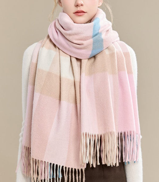 Large Wool Scarf, Soft Wool Scarf for Women, Checkered Fashion Scarf, Winter Shawl, Elegant Shawl, Warm Cape, Gifts for Her, Evening Wrap, Christmas Gift-artworkcanvas