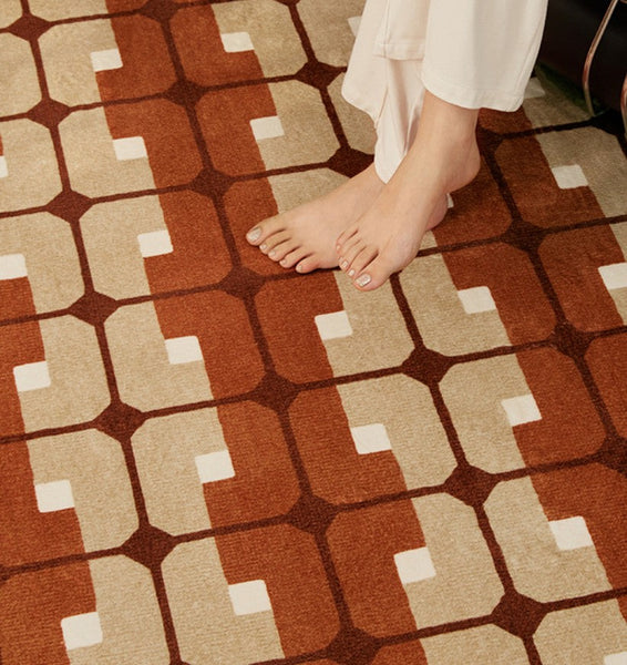 Abstract Contemporary Round Rugs, Modern Rugs under Coffee Table, Modern Rugs for Dining Room, Geometric Modern Rugs for Bedroom-artworkcanvas