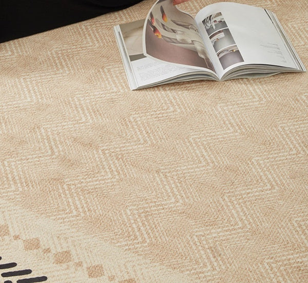 Mid Century Modern Rugs Next to Bed, Modern Rugs for Dining Room, Contemporary Rugs for Bedroom, Cream Modern Carpets for Living Room-artworkcanvas