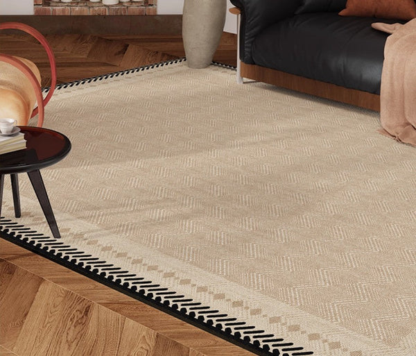 Mid Century Modern Rugs Next to Bed, Modern Rugs for Dining Room, Contemporary Rugs for Bedroom, Cream Modern Carpets for Living Room-artworkcanvas