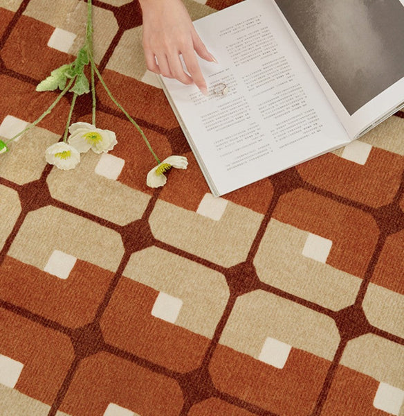 Abstract Contemporary Round Rugs, Modern Rugs under Coffee Table, Modern Rugs for Dining Room, Geometric Modern Rugs for Bedroom-artworkcanvas