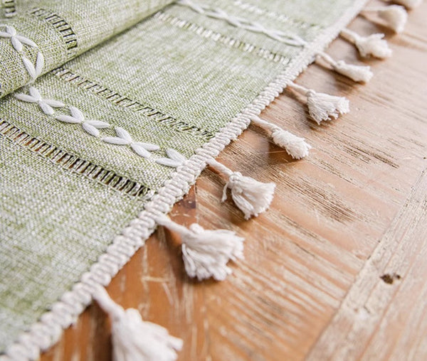 Kitchen Rectangular Table Covers, Rectangular Tablecloth for Sale, Modern Table Cloths for Dining Room, Farmhouse Green Cotton and Linen Table Cloth-artworkcanvas