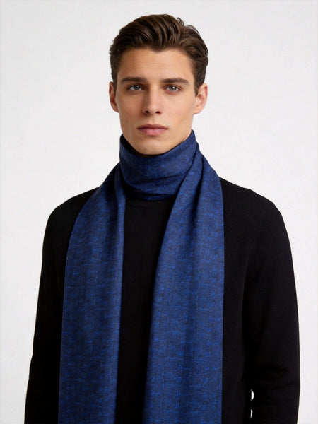 Luxury Blue Silk Neck Scarf, Silk Scarf For Suit, Formal Wear Silk Scarf, Silk Ascot For Men, British Style Long Scarf, Business Silk Scarf Men, Mens Spring Autumn Scarf, Lightweight Silk Scarf Men-artworkcanvas