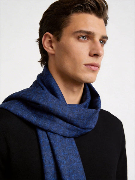 Luxury Blue Silk Neck Scarf, Silk Scarf For Suit, Formal Wear Silk Scarf, Silk Ascot For Men, British Style Long Scarf, Business Silk Scarf Men, Mens Spring Autumn Scarf, Lightweight Silk Scarf Men-artworkcanvas