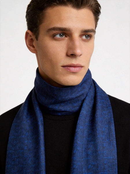 Luxury Blue Silk Neck Scarf, Silk Scarf For Suit, Formal Wear Silk Scarf, Silk Ascot For Men, British Style Long Scarf, Business Silk Scarf Men, Mens Spring Autumn Scarf, Lightweight Silk Scarf Men-artworkcanvas
