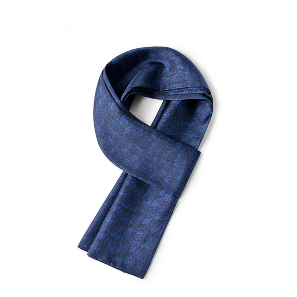 Luxury Blue Silk Neck Scarf, Silk Scarf For Suit, Formal Wear Silk Scarf, Silk Ascot For Men, British Style Long Scarf, Business Silk Scarf Men, Mens Spring Autumn Scarf, Lightweight Silk Scarf Men-artworkcanvas