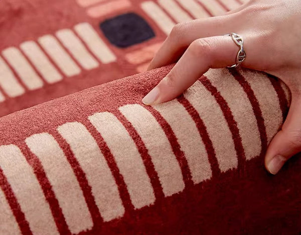 Contemporary Modern Carpets Next to Bed, Abstract Red Rugs for Living Room, Mid Century Area Rugs, Red Modern Rugs under Dining Room Table-artworkcanvas