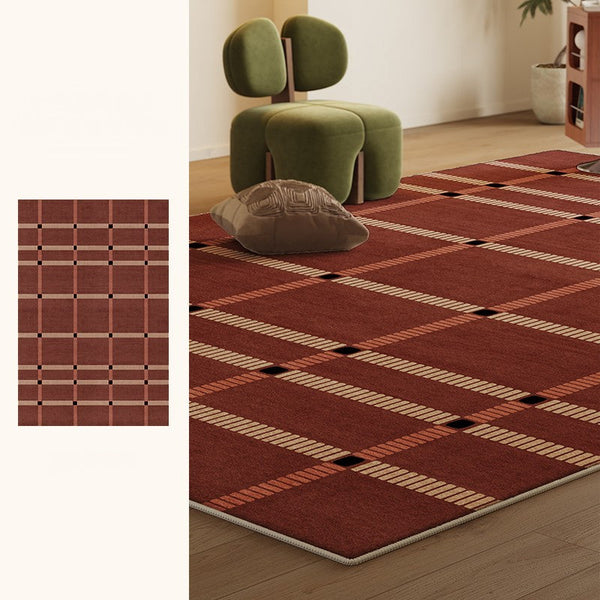 Contemporary Modern Carpets Next to Bed, Abstract Red Rugs for Living Room, Mid Century Area Rugs, Red Modern Rugs under Dining Room Table-artworkcanvas