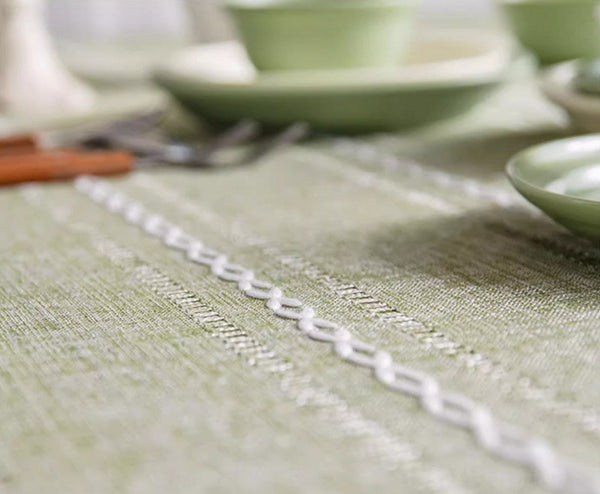 Kitchen Rectangular Table Covers, Rectangular Tablecloth for Sale, Modern Table Cloths for Dining Room, Farmhouse Green Cotton and Linen Table Cloth-artworkcanvas